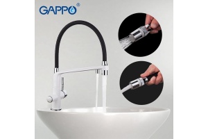 Смеситель для кухни Gappo черный с белым