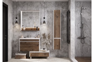 Комплект мебели Aquaton Капри 80 белый-темное дерево