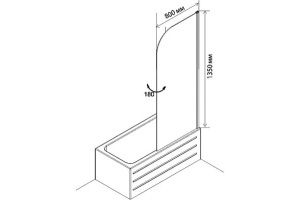 Шторка на ванну Agger A02 080TCR 80х140, стекло прозрачное - 3