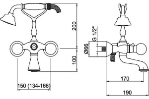Смеситель Webert Karenina KA720201065 бронза, для ванны с душем - 3