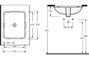 Раковина beWash Balaton 51 см прямоугольная 93501001 - 2