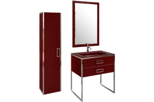 Шкаф-пенал Armadi Art Monaco подвесной бордо глянец - хром - 2