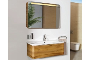 Тумба с раковиной подвесная Vitra Nest Trendy 80 с LED подсветкой темное дерево - 3