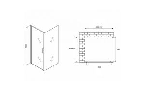 Душевой уголок Abber Sonnenstrand 70х75 хром стекло матовое - 2