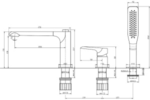 Смеситель BelBagno Ancona ANCONA-BVD3-CRM на борт ванны, С ВНУТРЕННЕЙ ЧАСТЬЮ - 2