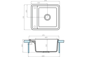 Мойка кухонная AQUATON Беллис 57 шампань - 3