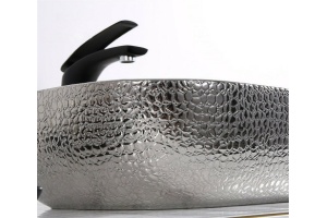 Раковина накладная CeramaLux NC 46 см серебро (D1333H009) - 3