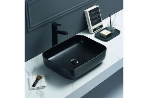 Раковина керамическая накладная AM-78109-MB, цвет чёрный матовый, 500х390х130