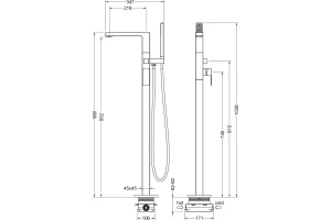 Смеситель Timo Selene 2210/03Y-CR черный, напольный, для ванны с душем - 3