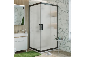 Душевой уголок STWORKI Дублин DE019SC110110200 110x110 см профиль черный матовый, стекло матовое