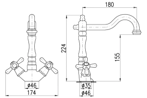 Смеситель для раковины Rav Slezak Morava retro хром - золото - 2