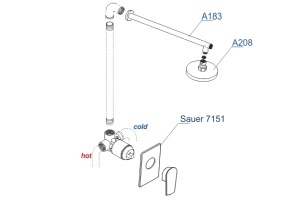 A71183 Встраиваемый комплект для душа с верхней душевой насадкой - 3