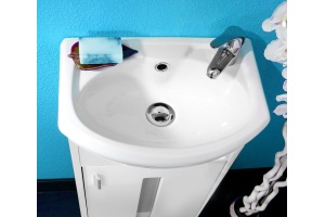 Тумба с раковиной Бриклаер Бали 40 светлая лиственница, белый глянец, R - 3