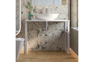 Консоль DIWO Элиста 100 белый мрамор, с раковиной Moduo 55 Leaf