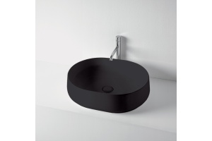 KERASAN F10 Раковина накладная 56х44 см, без отв под смеситель, цвет черный матовый