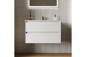 Тумба под раковину подвесная Sancos Cento 80 белая глянцевая - 2