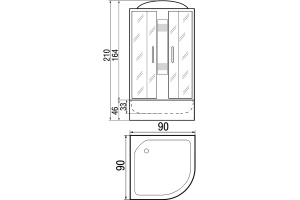 Душевая кабина с поддоном River Rein 90/44 MT (10000000199) - 3
