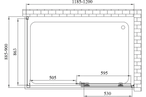 Боковая стенка Vincea Soft 90х195 черная стекло прозрачное - 3