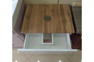 Тумба под раковину Misty Ива 80 белая - светлое дерево - 3