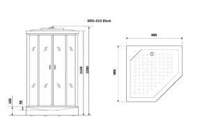 Душевая кабина Niagara Premium NG-6901-01D BLACK 90х90х220 черная - 3