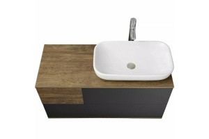 Тумба с раковиной Aquaton Терра 105 светлое дерево-серый - 2