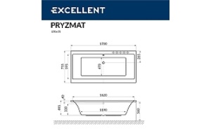 Акриловая ванна Excellent Pryzmat Slim 170x75 белая бронза с гидромассажем - 3