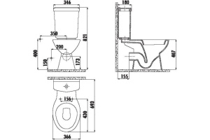 Чаша для унитаза-компакта Creavit Pitta PA311(PA310.00100) - 2