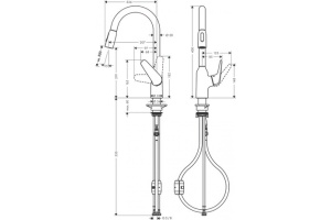 Кухонный смеситель однорычажный, 220, с вытяжным душем, 2jet Hansgrohe 71800000 - 3