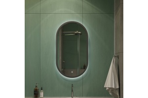 Зеркало DIWO Казань 45 серое, с подсветкой, овальное, в стиле лофт, сенсорное управление