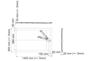 Поддон для душа Wasserkraft Abens 140х80 черный матовый - 3