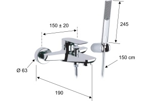 Смеситель для ванны с душем Remer Infinity I02 - 2