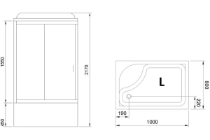 Душевая кабина Royal Bath 100x80 L стекло матовое задняя стенка белая - 3