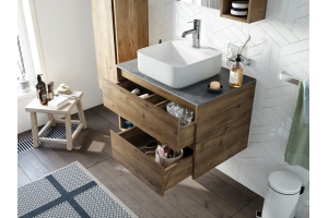 Тумба с раковиной STWORKI Карлстад 75 дуб рустикальный, роверелла - 3