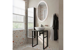 Консоль DIWO Элиста 60 чёрный мрамор, с раковиной Moduo 55 Leaf - 3