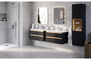 Тумба под раковину EXCELLENT Tuto 80 черный матовый - светлое дерево - 3