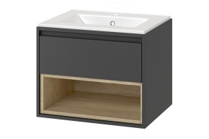 Тумба под раковину EXCELLENT Tuto 60 серый - светлое дерево