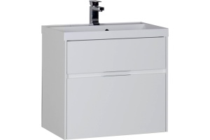 Тумба с раковиной Aquanet Латина 70 2 ящика белая