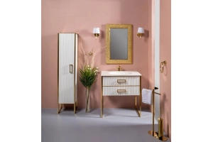 Тумба под раковину моноблок Boheme Armadi Art Monaco 80 белый глянец - золото - 2