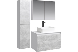 Тумба с раковиной Aqwella 5 stars Mobi 80 белая, бетон светлый - 2