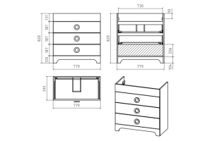 Тумба с раковиной Misty Лейла 80 белая матовая - 3