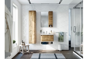 Мебель для ванной STWORKI Карлстад 60 дуб рустикальный, с белой полкой, в стиле лофт, под дерево, подвесная - 2