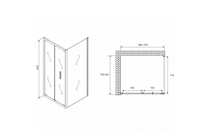 Душевой уголок Abber Sonnenstrand 100х80 черный стекло прозрачное - 2