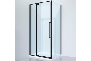Душевой уголок Black&White Stellar Wind 90х90 черный стекло прозрачное