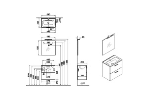 Комплект мебели для ванной Vitra Mia 60 с ящиками светлое дерево - 2
