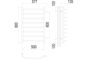 Водяной полотенцесушитель Terminus Виктория П8 500x800 Хром боковое подключение - 3