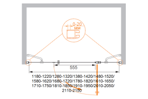 Душевая дверь Cezares Elena 140 хром стекло прозрачное - 2
