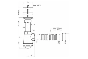 Сифон для раковины бутылочный Санта с гибкой трубой  - 2