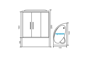 Душевой бокс Royal Bath ALP 150х100 R профиль белый стекло прозрачное с гидромассажем  - 3