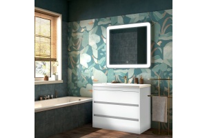 FAMILY База под раковину напольная с тремя выкатными ящиками, Bianco Lucido, 1000x480x845, FAMILY-1000-3C-PIA-BL