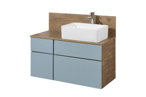 Тумба под раковину Aquaton Мишель 100 без столешницы светлое дерево-голубой - 2
